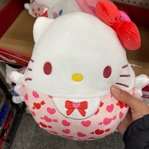 Hello Kitty Plush with Red Bow and Pink Hearts